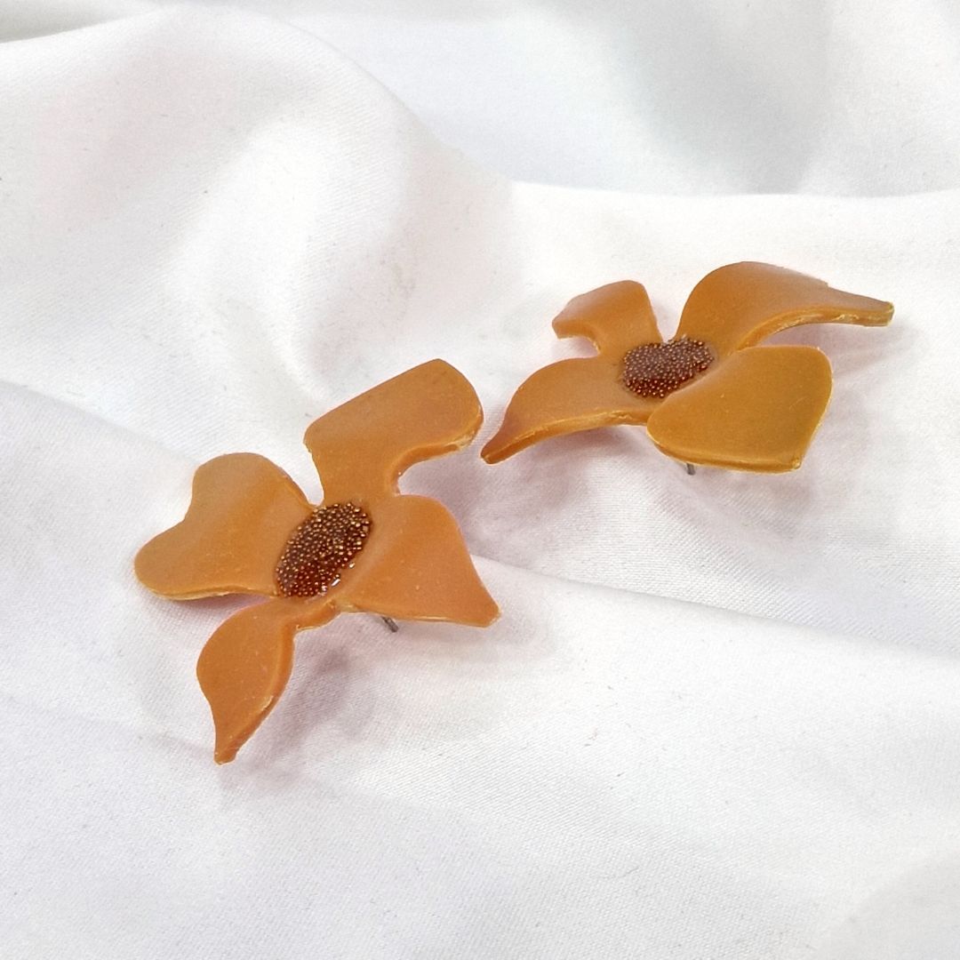 lily χειροποίητα σκουλαρίκια λουλούδια πορτοκαλί