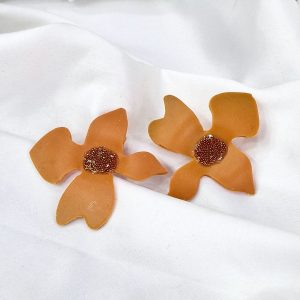 χειροποίητα σκουλαρίκια λουλούδια πορτοκαλί lily
